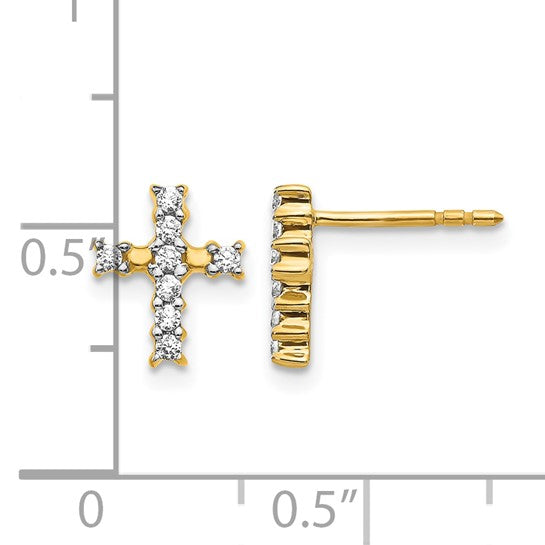 Primal Gold 14 Karat Yellow Gold Lab Grown Diamond SI1/SI2, G H I, Cross Post Earrings