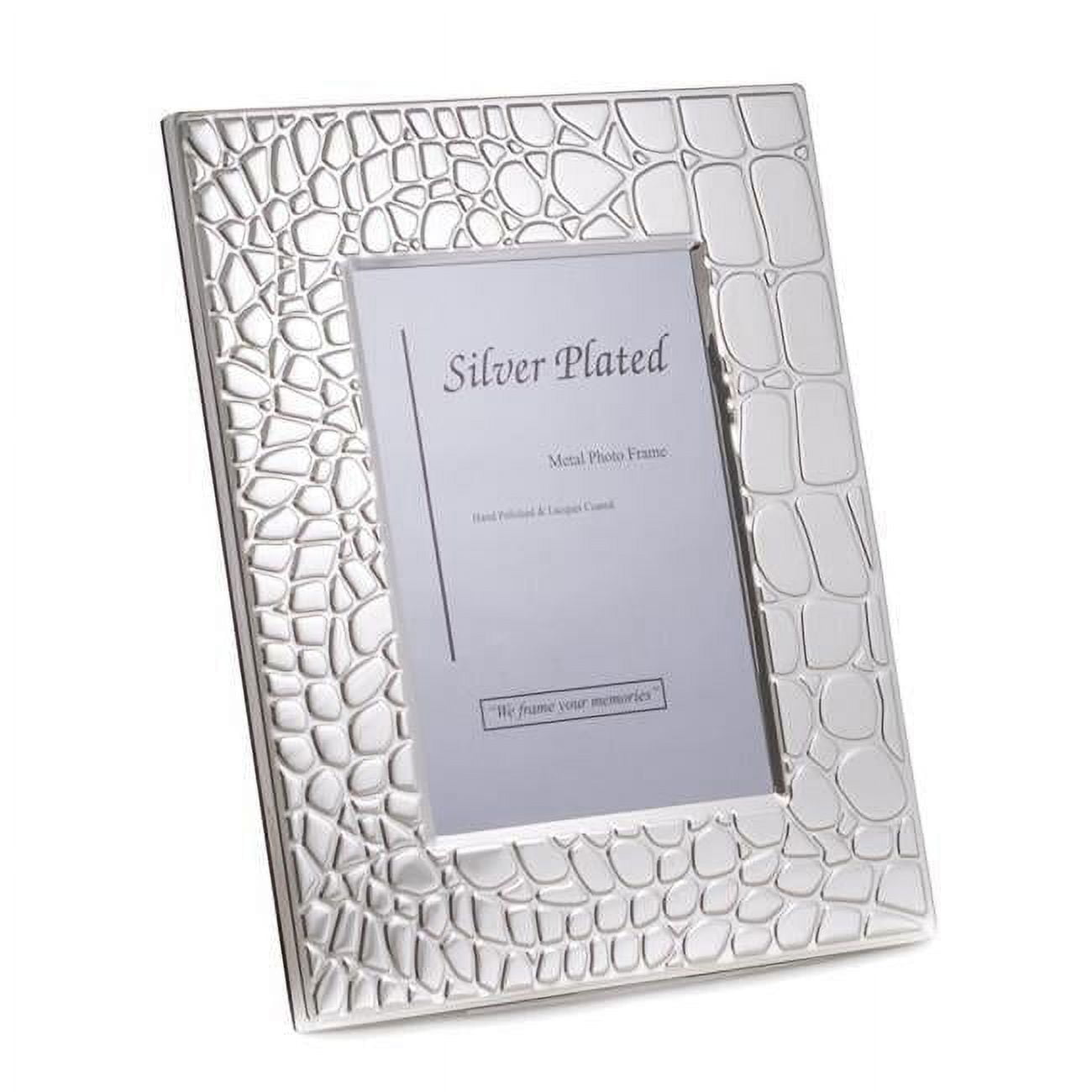 Bey-Berk International SF110-09 4 x 6 in. Silver Plated with Croco Design Picture Frame with Easel Back