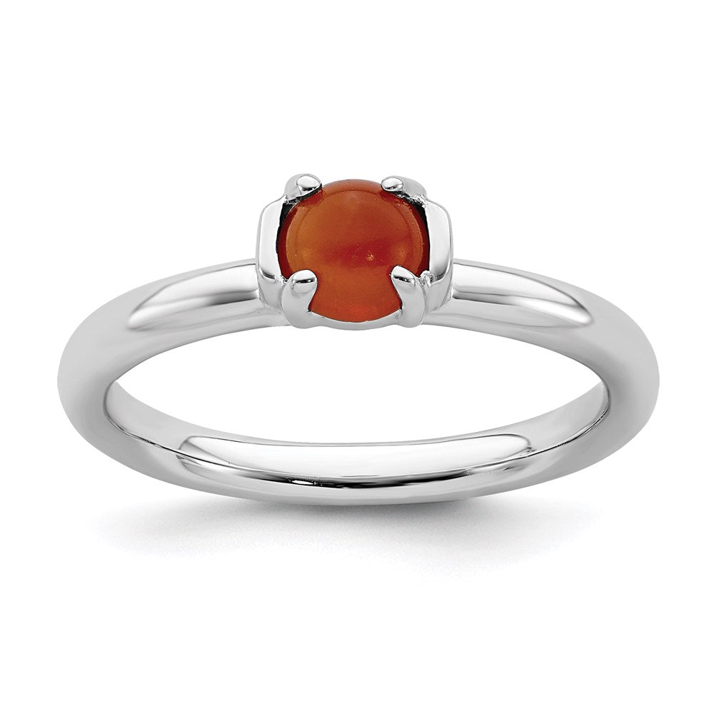 Sterling Silver Stackable Expressions Polished Red Agate Ring Size -9