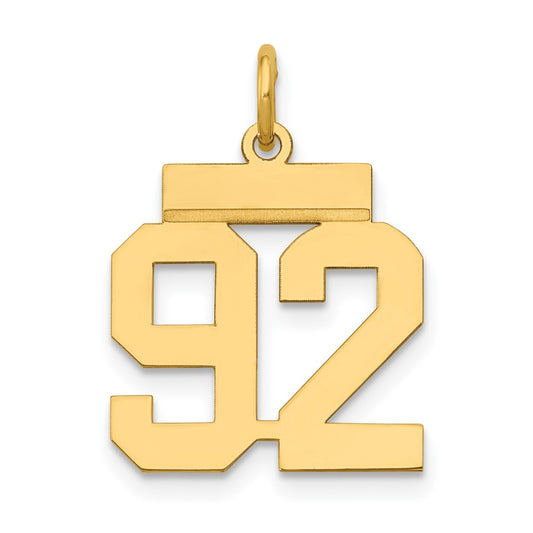 14k Small Polished Number 92 Charm