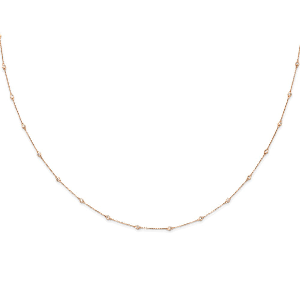 True Origin 14k Rose Gold 1/2 carat Lab Grown Diamond VS DEF Twenty Station 20 inch Necklace