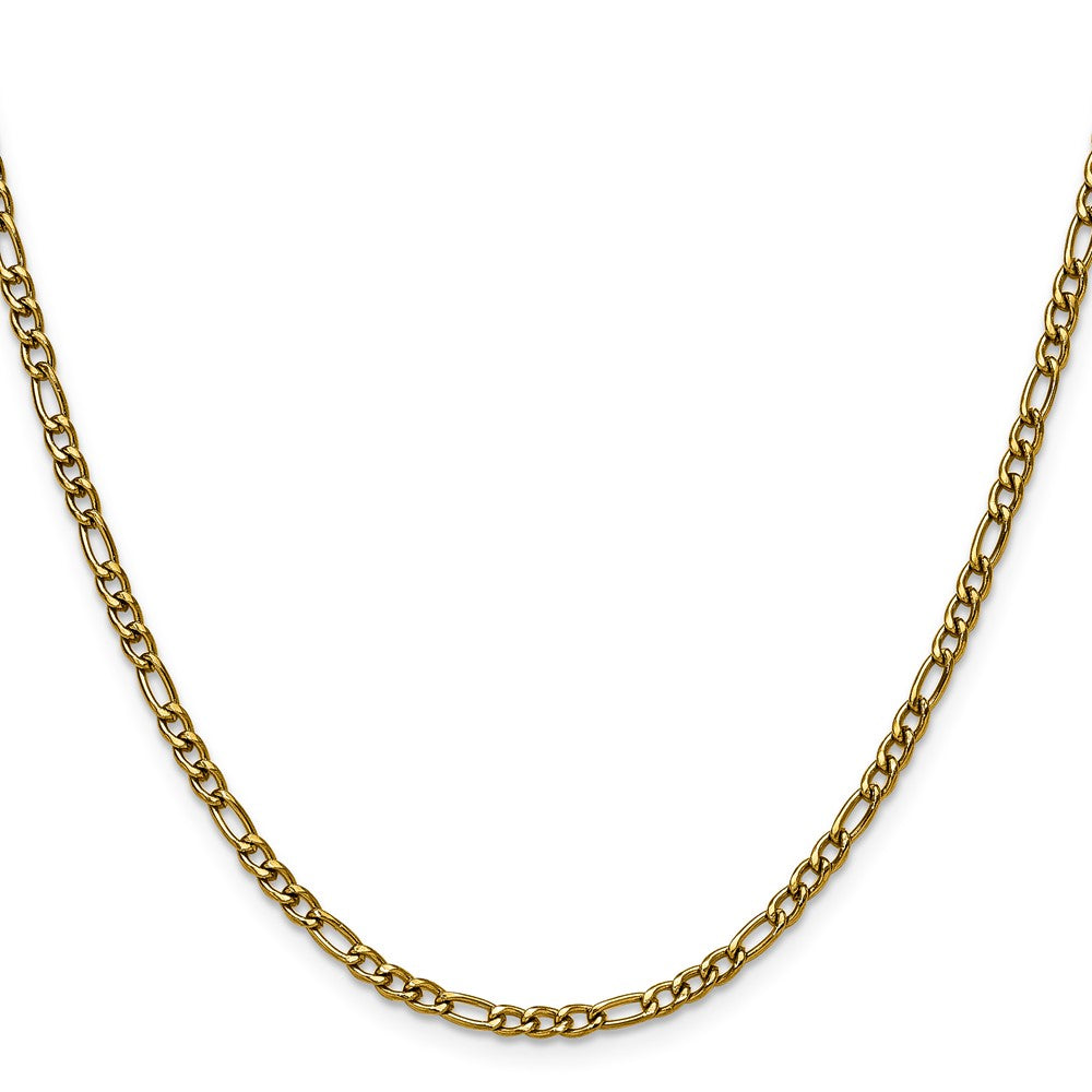 Chisel Stainless Steel Polished Yellow IP-plated 3mm 22 inch Figaro Chain Size - 8