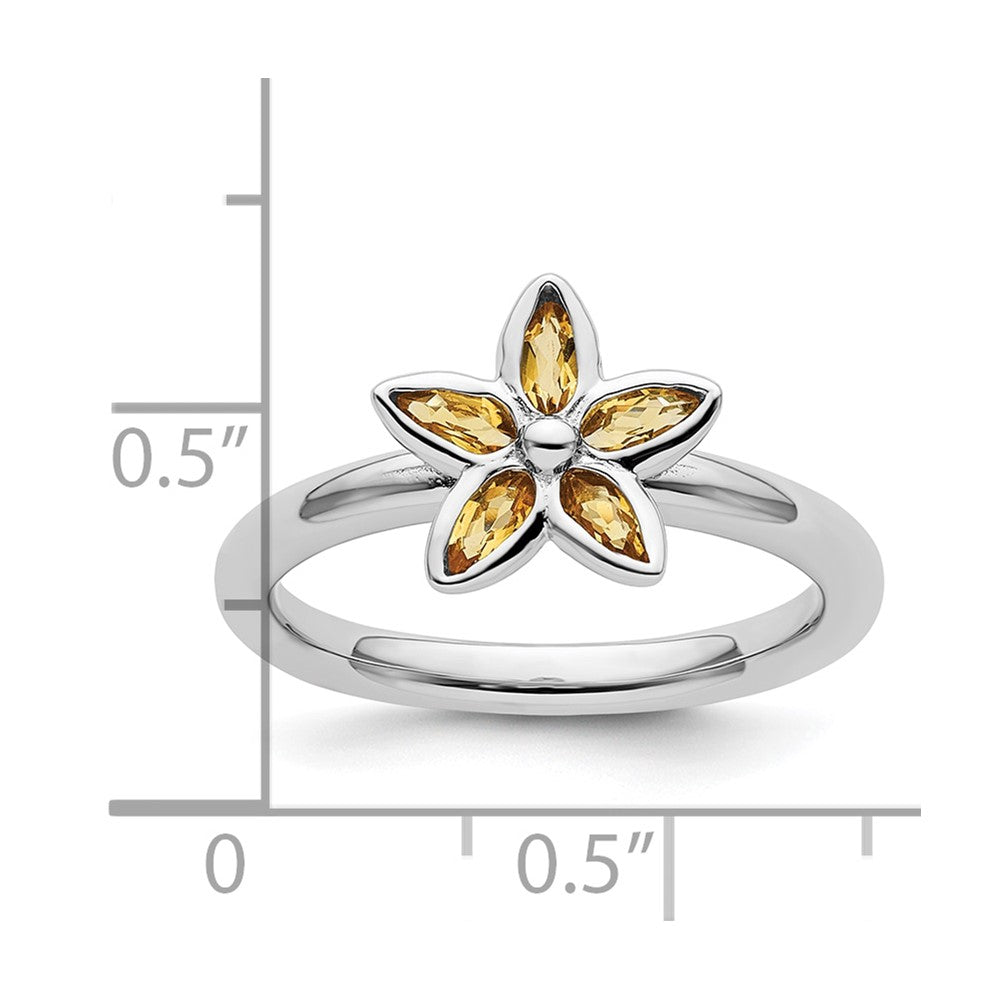 Sterling Silver Stackable Expressions Citrine Flower Ring Size -7