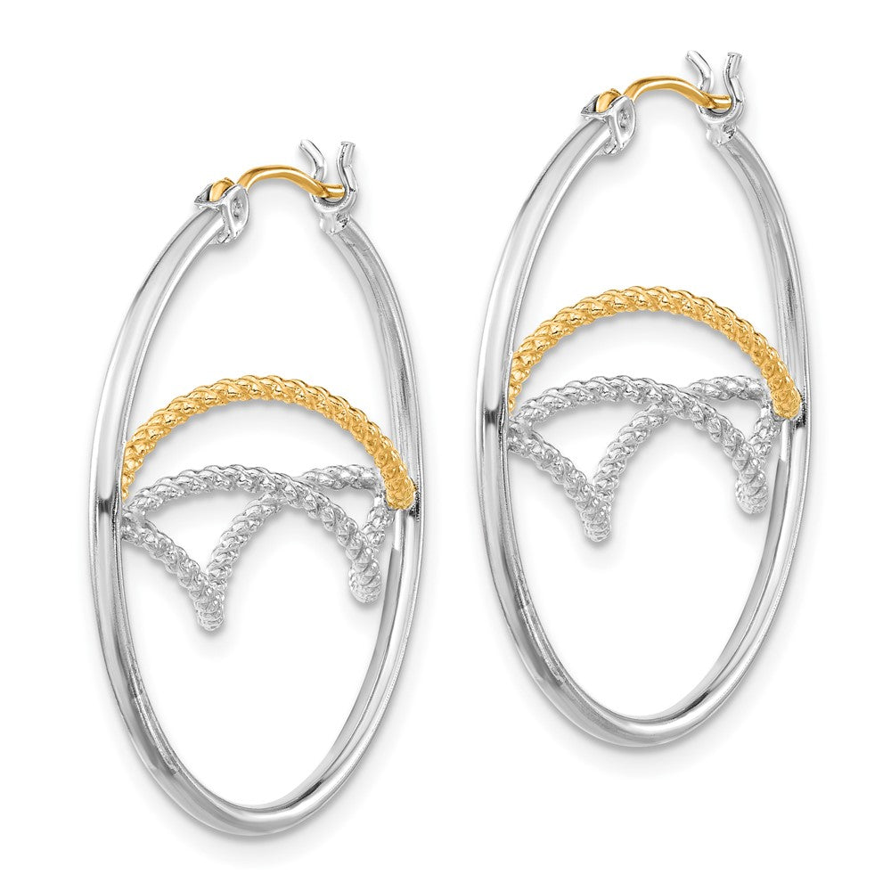 Sterling Silver w/14k Gold-plated Polished Twisted Hoop Earrings