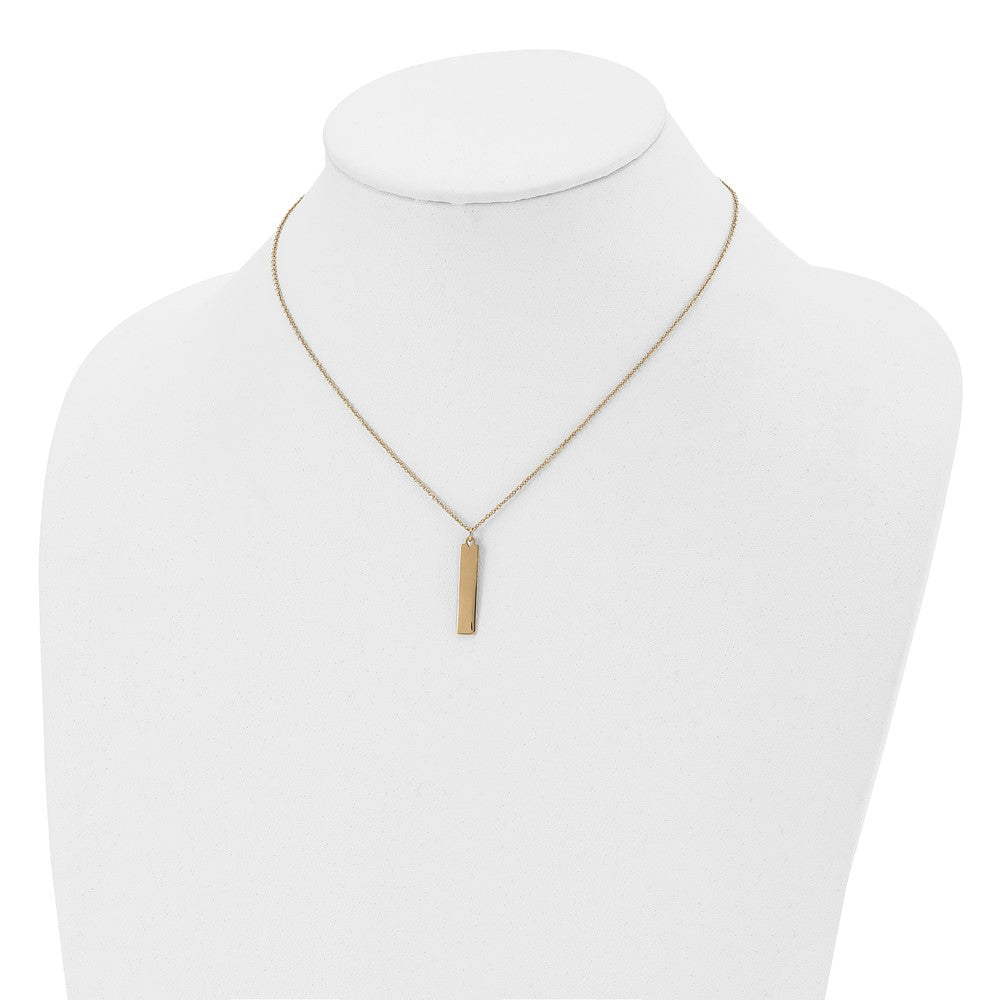 Stainless Steel Polished Yellow IP-plated Bar Dangle 16in Necklace