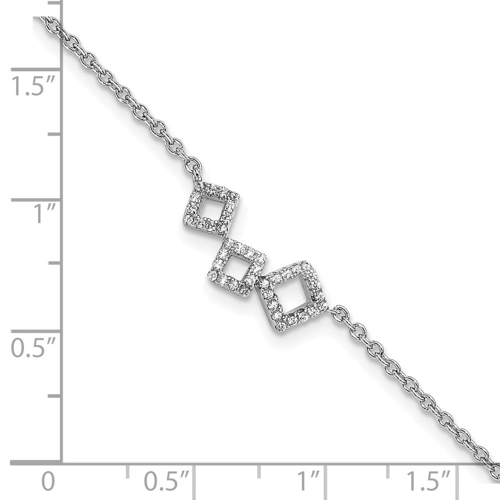 Cheryl M Sterling Silver Rhodium-plated Brilliant-cut CZ Geometric 9.5 Inch Anklet with 1 Inch Extender 9.5 inches