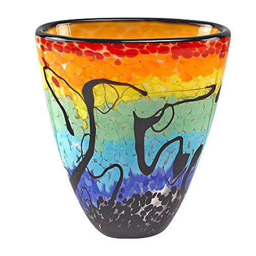 Murano Style Mouth Blown Art Glass Allura Multicolor 7" Vase By Badash