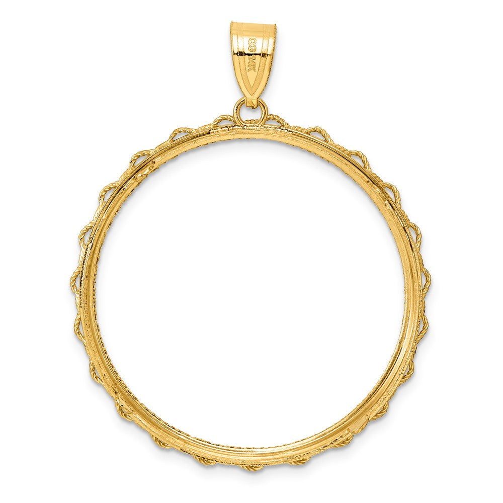 14k Diamond Cut Rope with 32.7mm Prong Coin Bezel Pendant