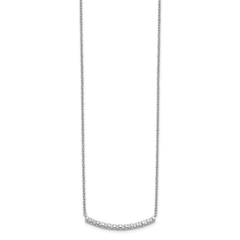 14k White Gold Diamond Curved Bar 18 inch Necklace