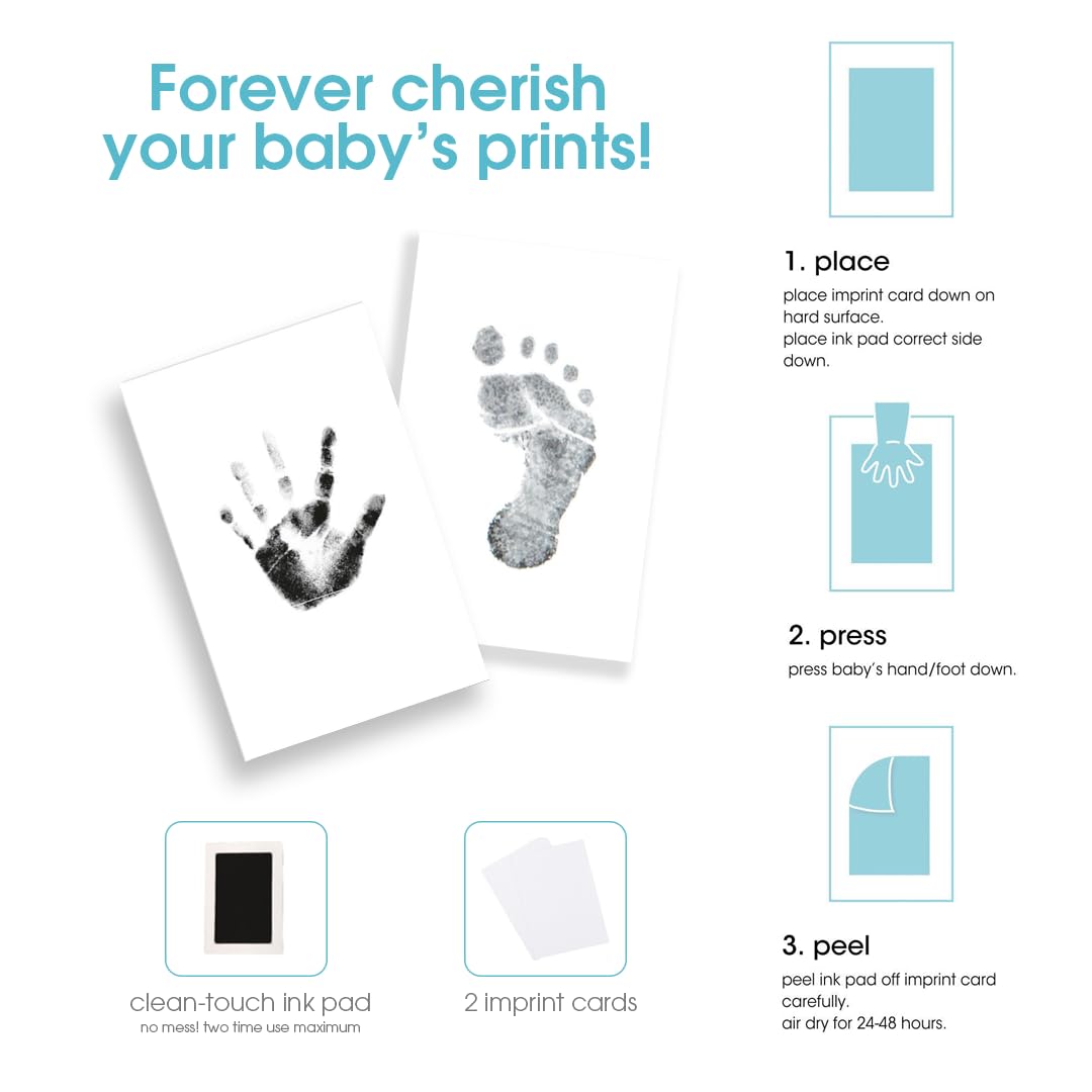 Pearhead Chevron Baby Book and Clean Touch Ink Pad, Pink