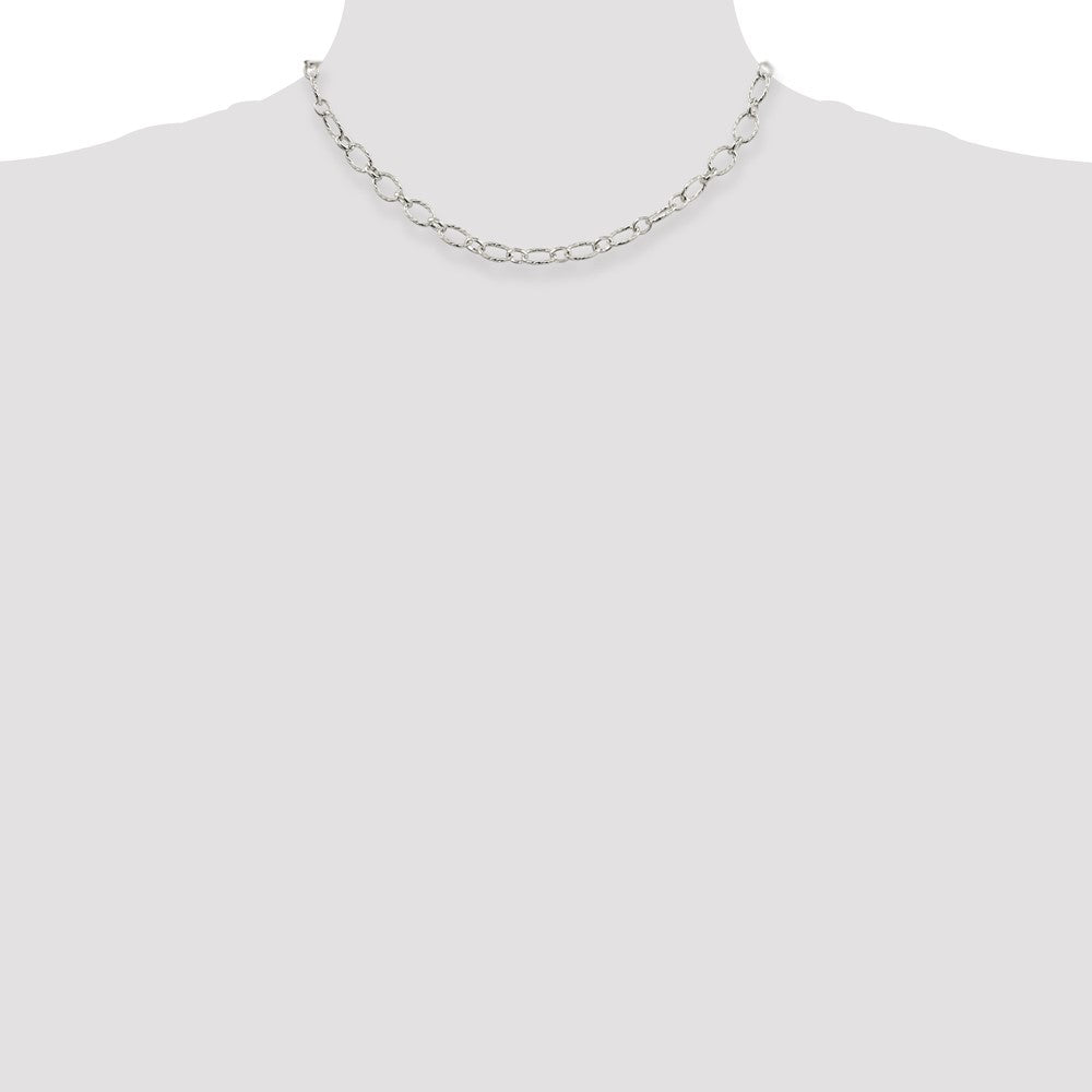 Sterling Silver 6.1mm Fancy Patterned Rolo Chain 16 Inches