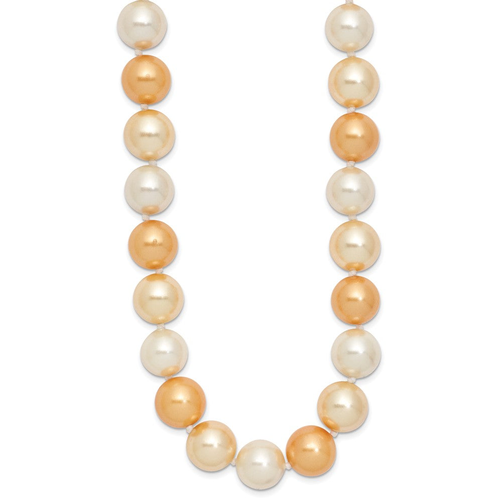 Majestik Sterling Silver Rhodium-plated 12-13mm Yellow and White Imitation Shell Pearl Hand-knotted Necklace 18 Inches