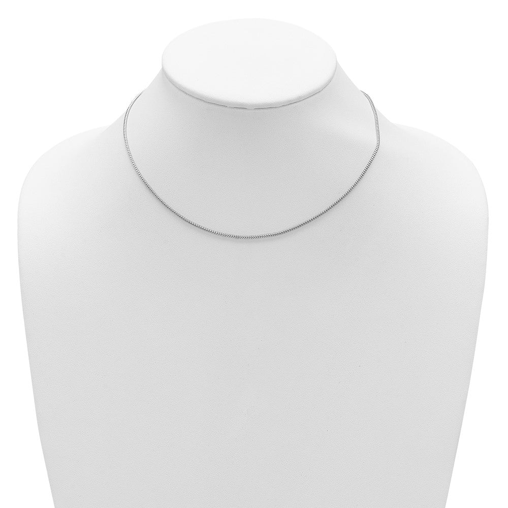 Sterling Silver RH-plt 1.4mm Popcorn 1in+1in Adjustable Chain