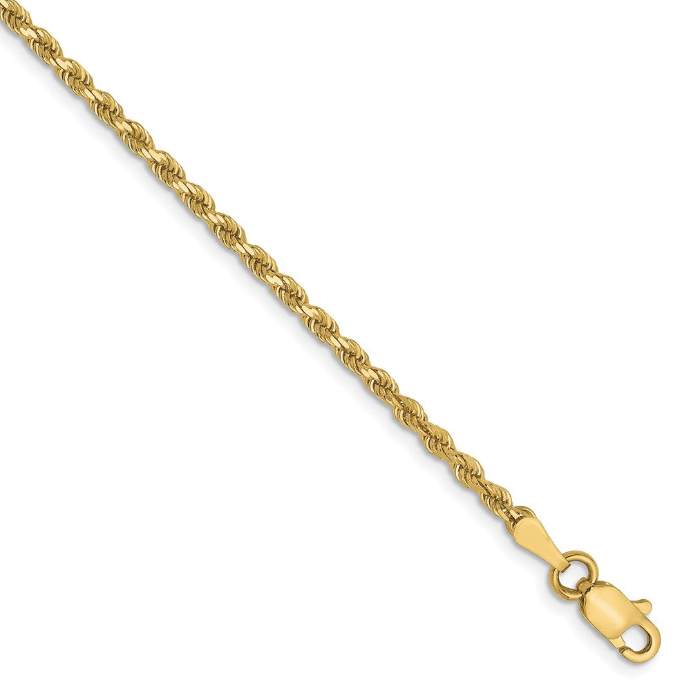 10K 2mm Diamond-Cut Rope Chain 7  inches