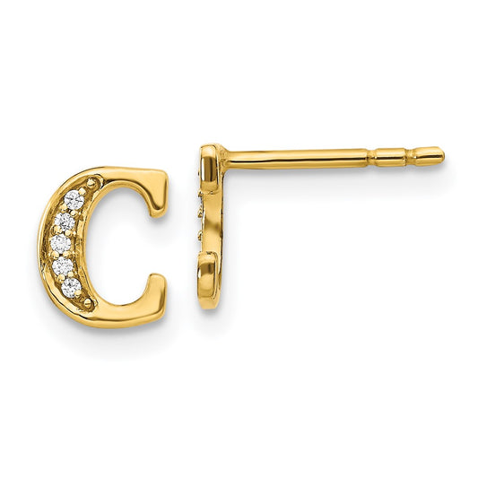 14k Diamond Initial C Earrings