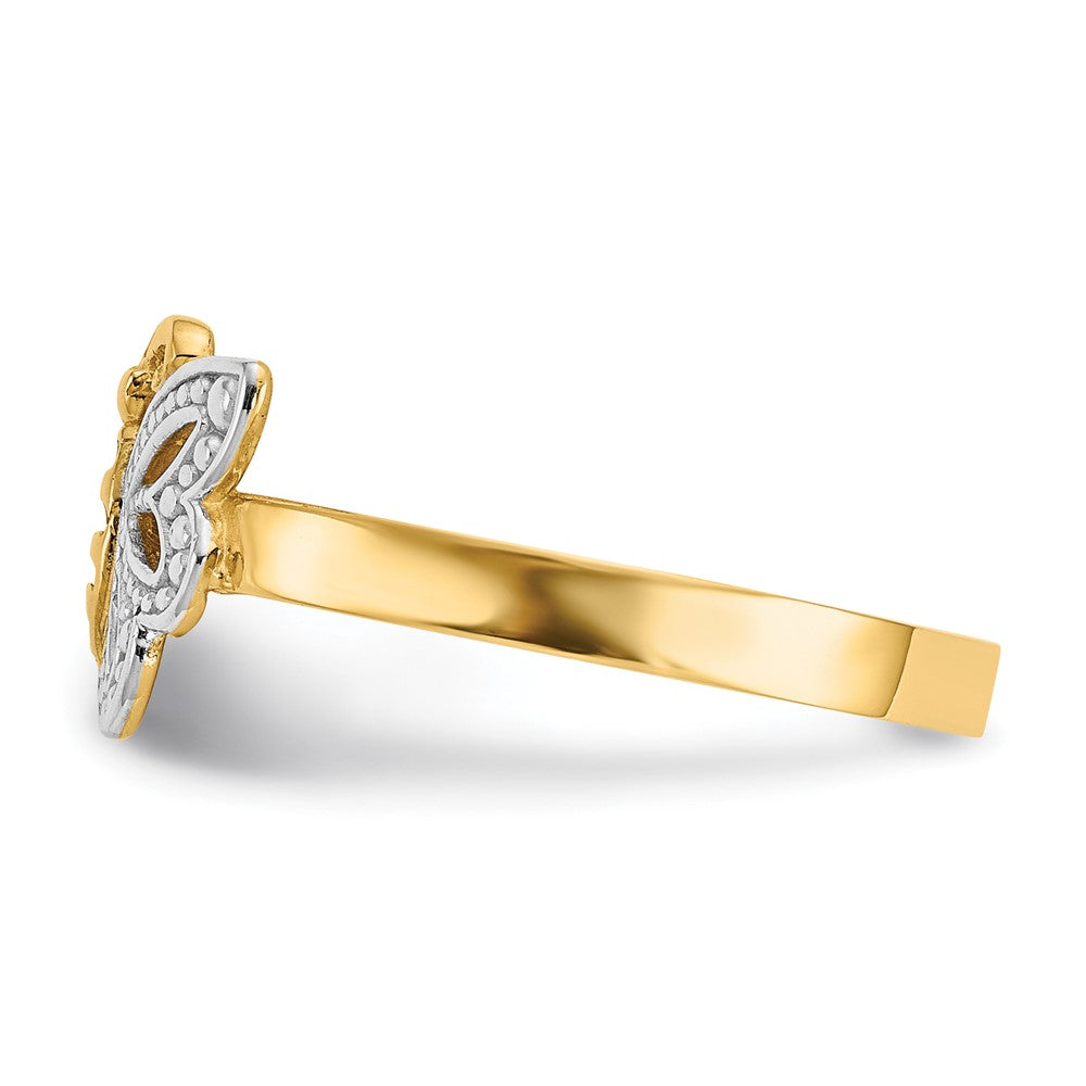 14k w/Rhodium Butterfly Ring Size 6