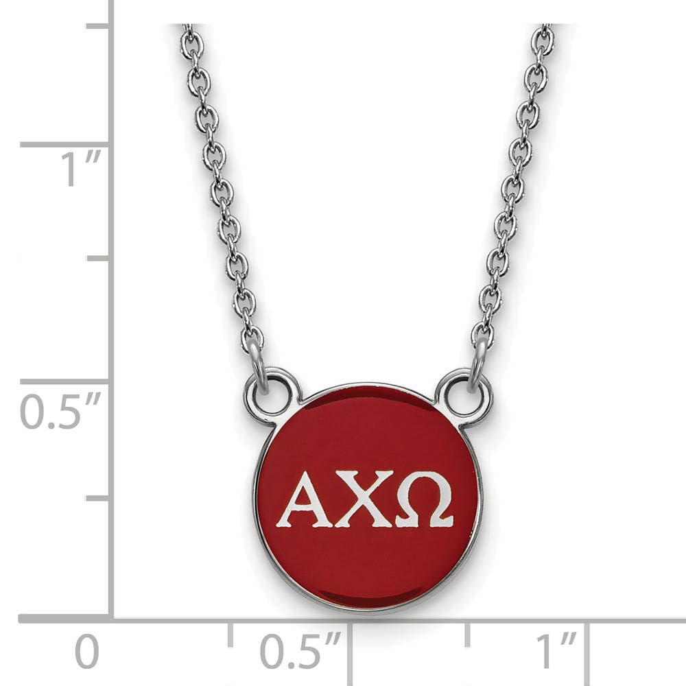 Sterling Silver 18in Official Licensed Greek Sororities Alpha Chi Omega (???) XS Enamel Pendant w/Necklace