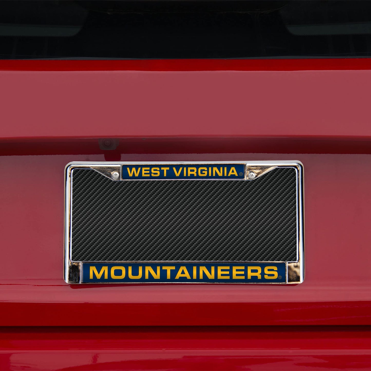 Collegiate W. Virginia U Blue Laser Chrome Acrylic License Plate Frame QGC7009