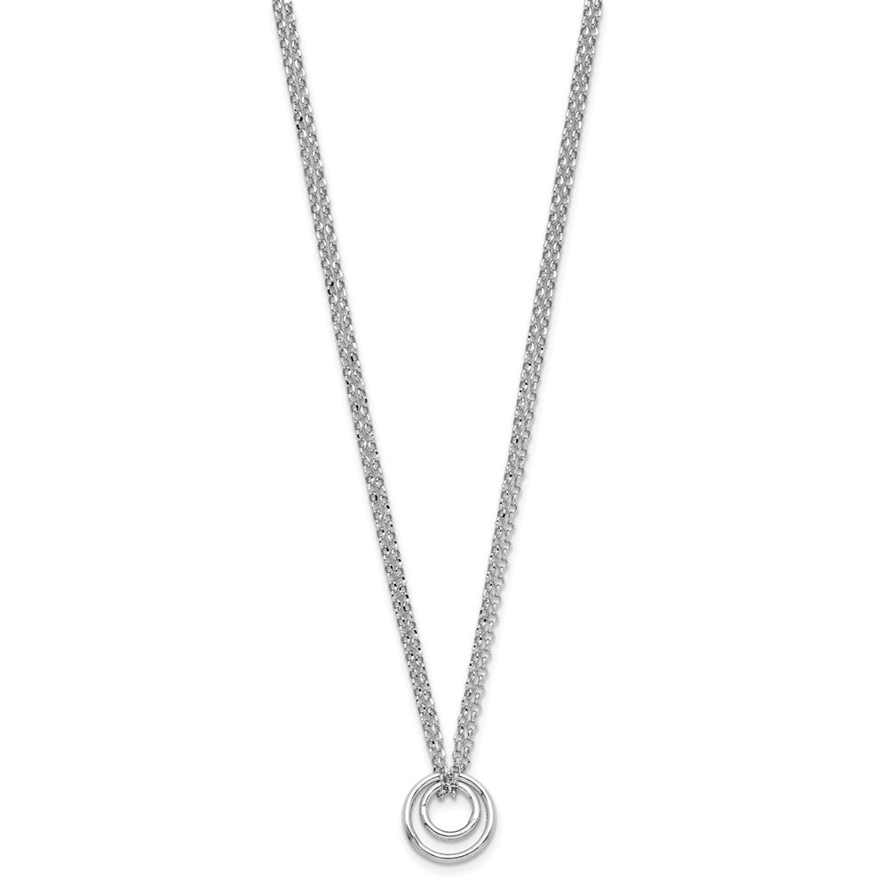 Sterling Silver Rh-plt Polished 2-Strand Circle w/2in ext Necklace