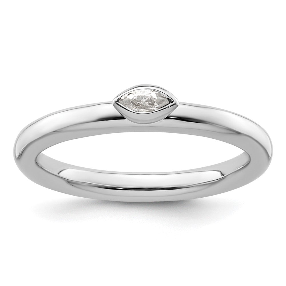 Sterling Silver Stackable Expressions White Topaz Ring Size -9