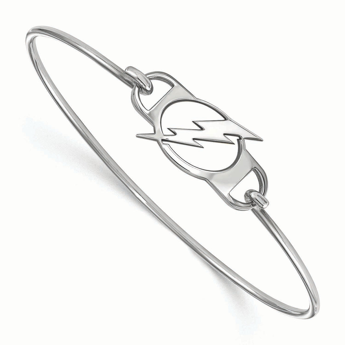 Sterling Silver Rhodium Plated NHL LogoArt Tampa Bay Lightning Wire Bangle