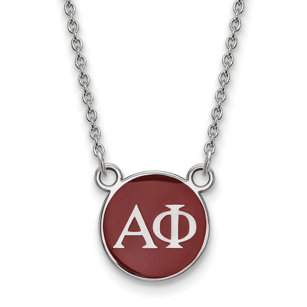 Sterling Silver 18in Official Licensed Greek Sororities Alpha Phi (??) XS Enamel Pendant w/Necklace
