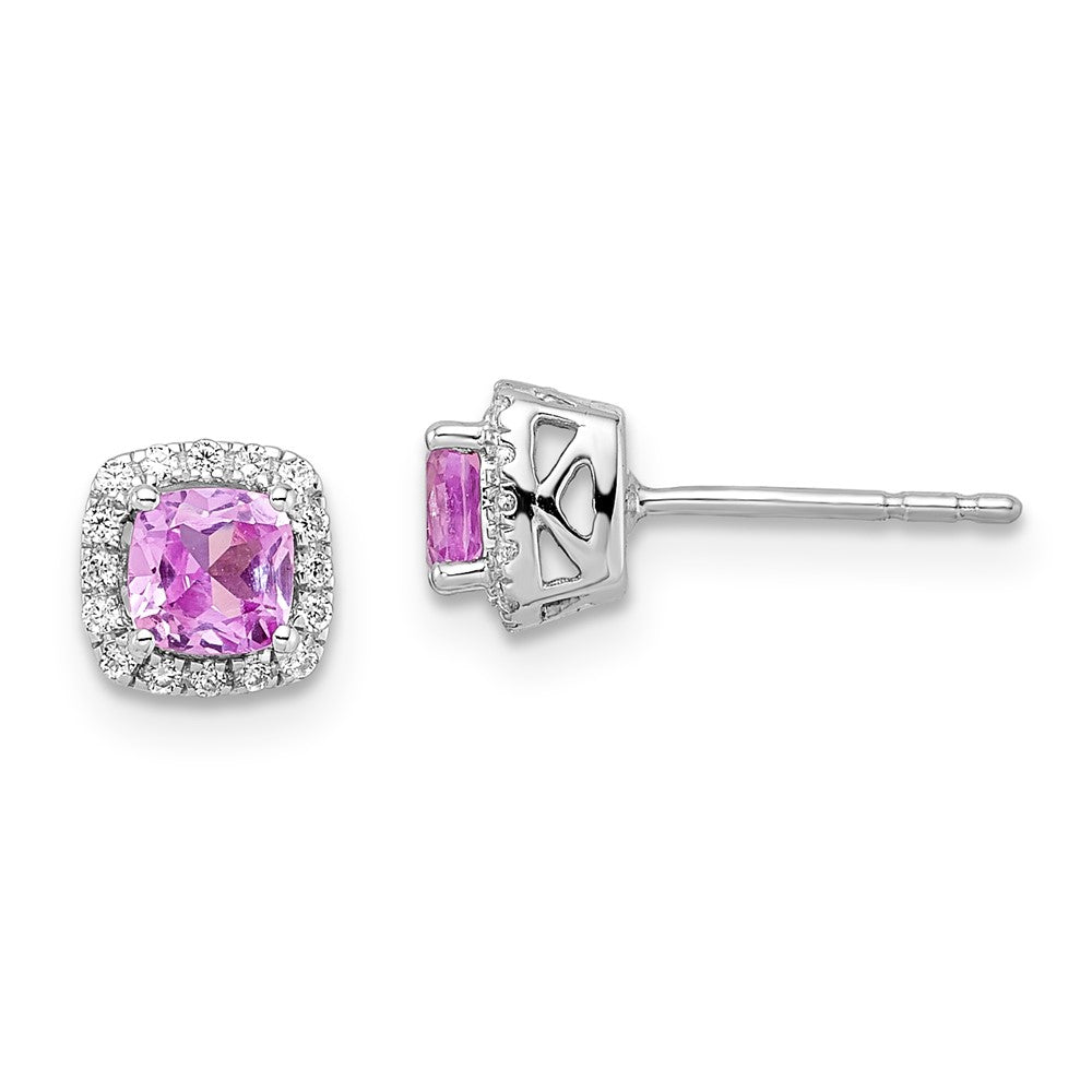 10kw ANT Created Pink Sapphire and Diamond Earring