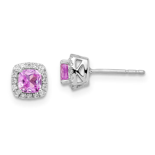 10kw ANT Created Pink Sapphire and Diamond Earring