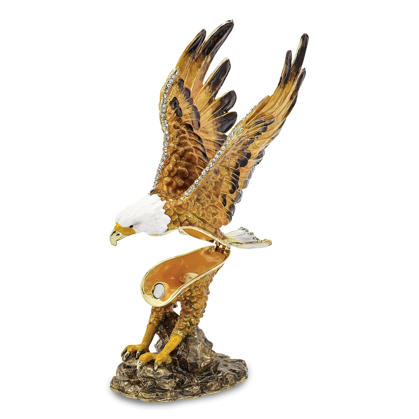 Bejeweled Pewter Majestic Eagle Trinket Box
