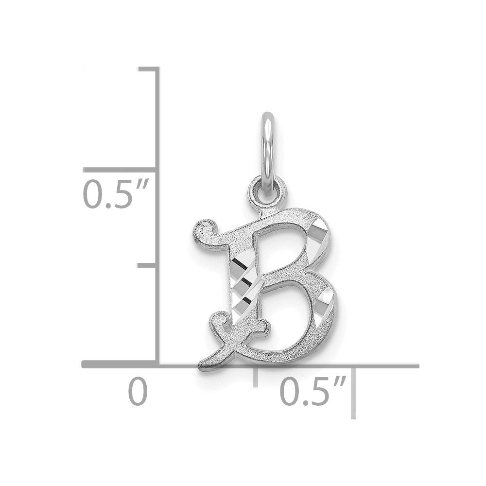 10k White Gold Diamond-cut Initial B Charm