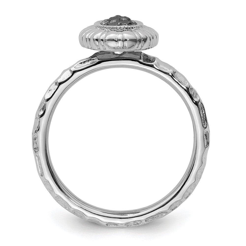 Sterling Silver Stackable Expressions Ruthenium-plated Oval Ring Size -9