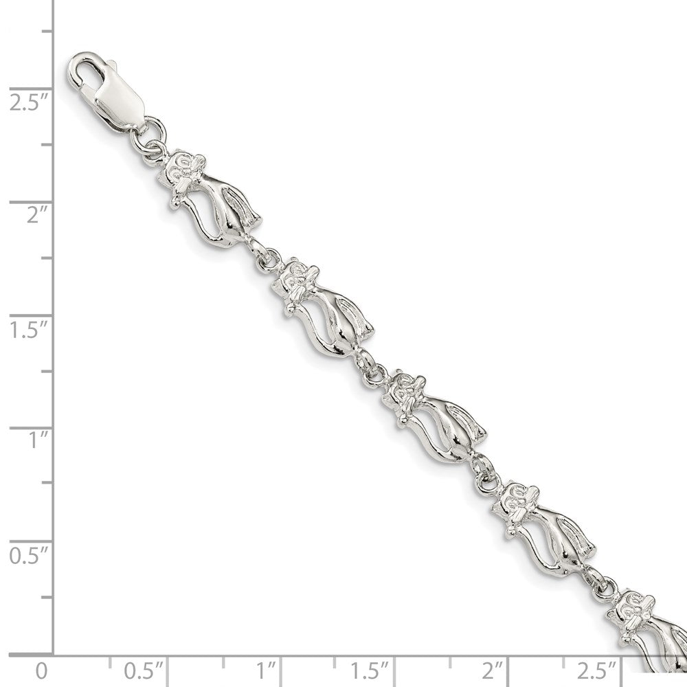 Sterling Silver Cats Bracelet 7 inches