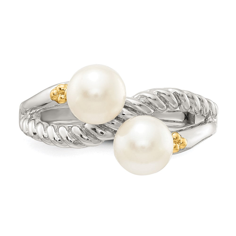 Shey Couture Sterling Silver with 14K Accent Polished 6mm White Freshwater Cultured Pearl Ring
