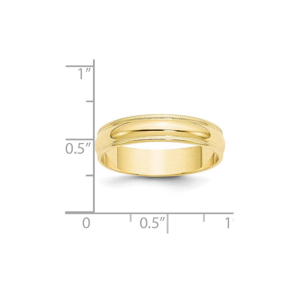 10k Yellow Gold 5mm Lightweight Milgrain Half Round Wedding Band Size 12