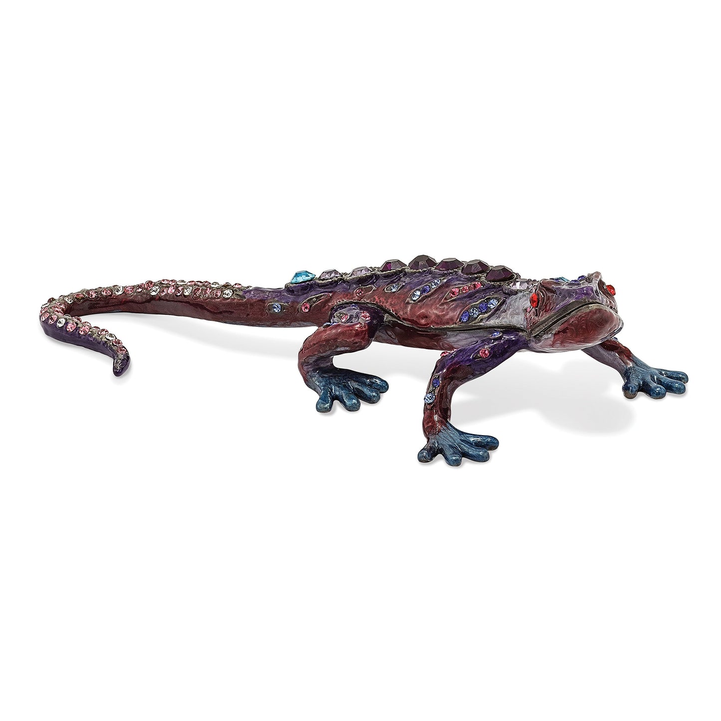 Pewter Enamel Gecko Trinket Box