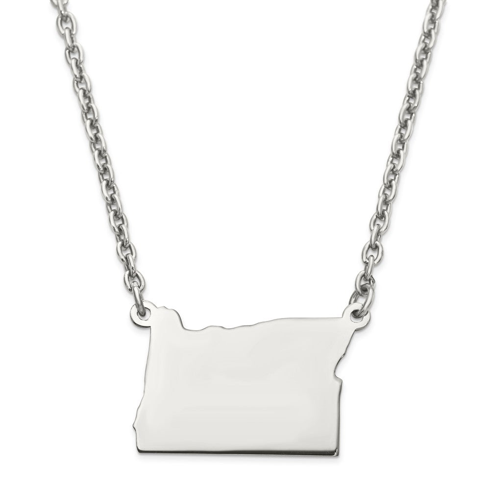 Sterling Silver/Rhodium-plated Oregon State Necklace