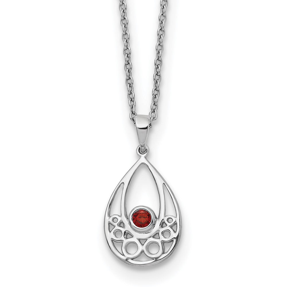 White Ice Sterling Silver Rhodium-plated 18 inch Garnet Necklace with 2 inch Extender