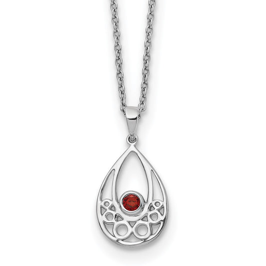 White Ice Sterling Silver Rhodium-plated 18 inch Garnet Necklace with 2 inch Extender
