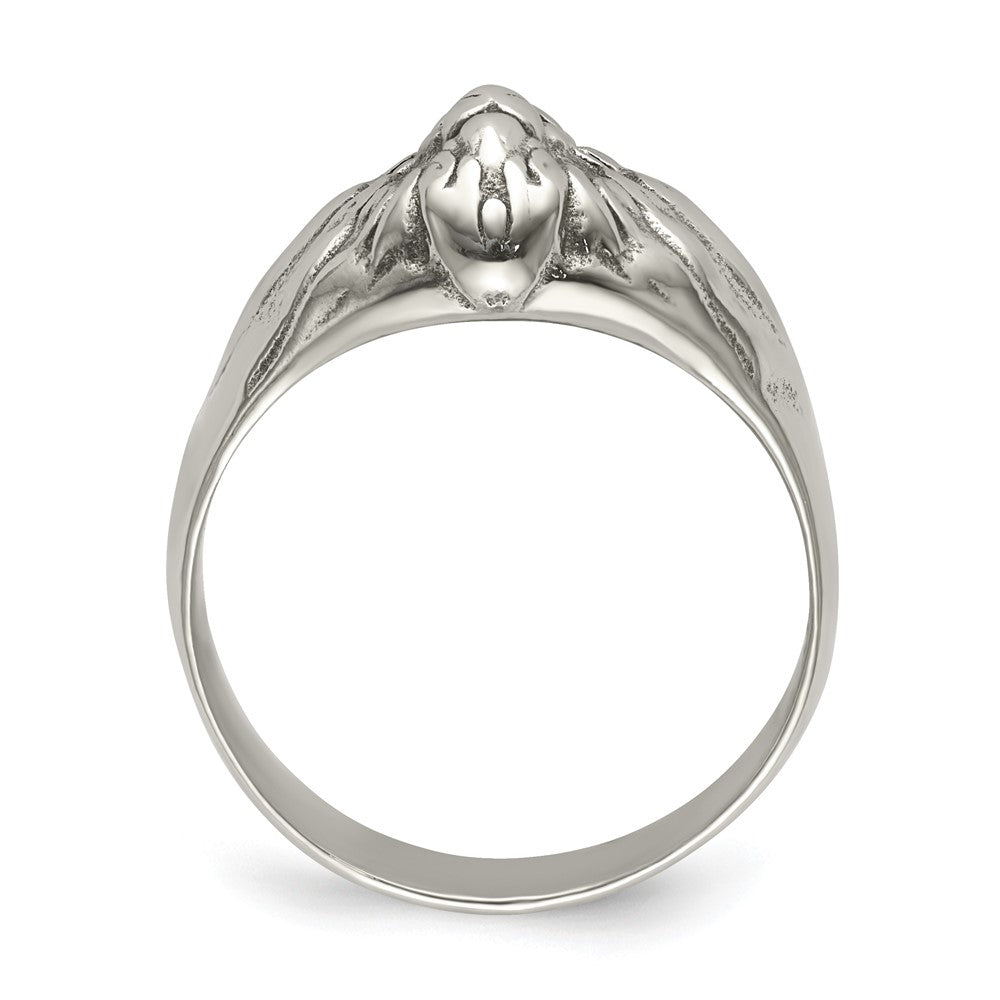 Stainless Steel Antiqued and Polished Lion Head Ring Size - 11