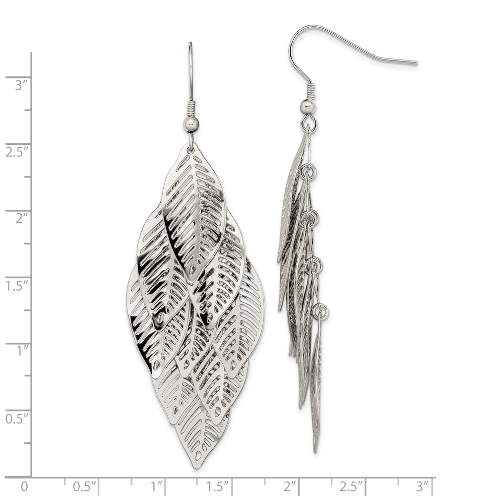 Stainless Steel Polished Leaves Dangle Earrings