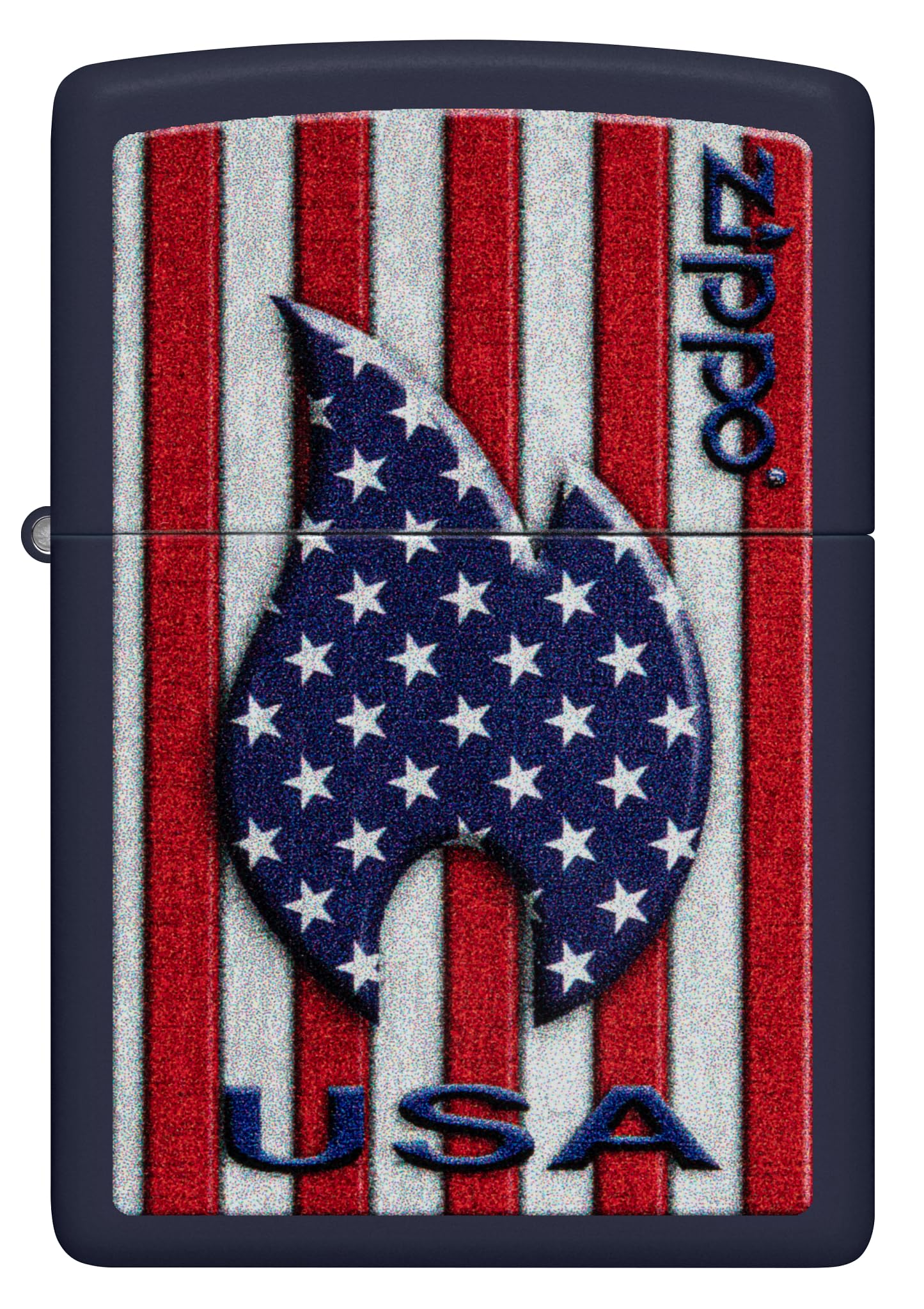 Zippo Patriotic Flame Design Navy Matte Pocket Lighter