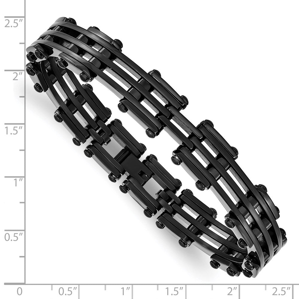 Stainless Steel Polished Black IP-plated Bracelet 8.5 inches