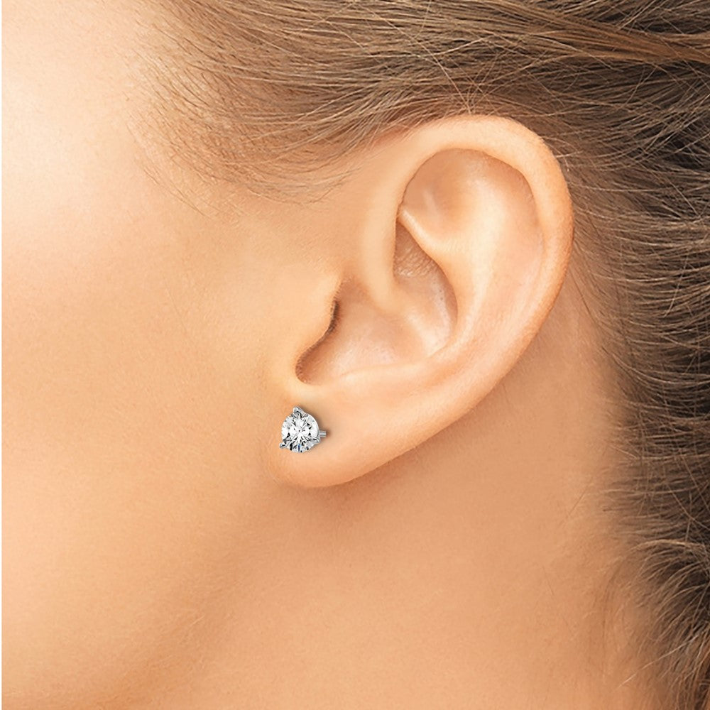 14k White Gold 1 ctw Lab Grown Diamond VS+ F+ Round 3 Prong Heavy Wt. Stud Earrings
