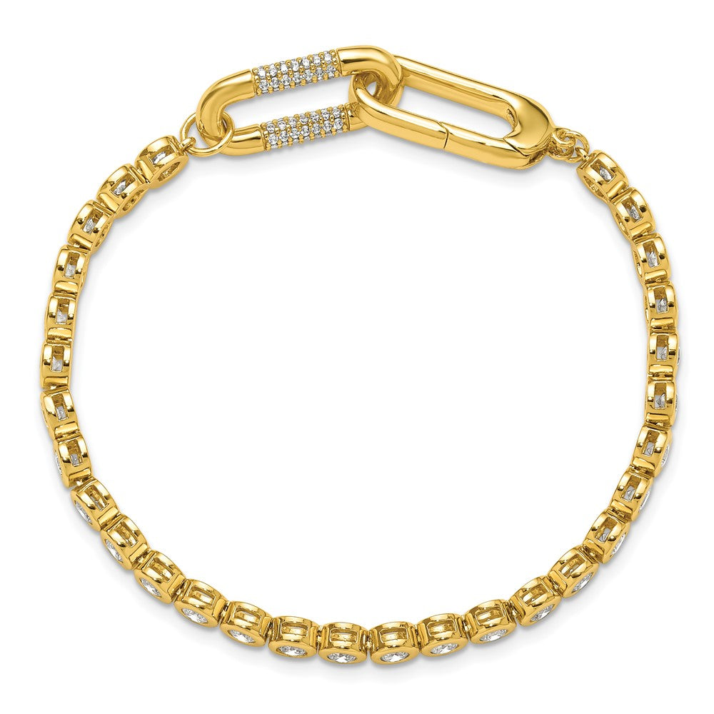 Sterling Shimmer Sterling Silver Gold-tone Flash Gold-plated CZ 113 Stone 7 inch Bracelet 7 inches
