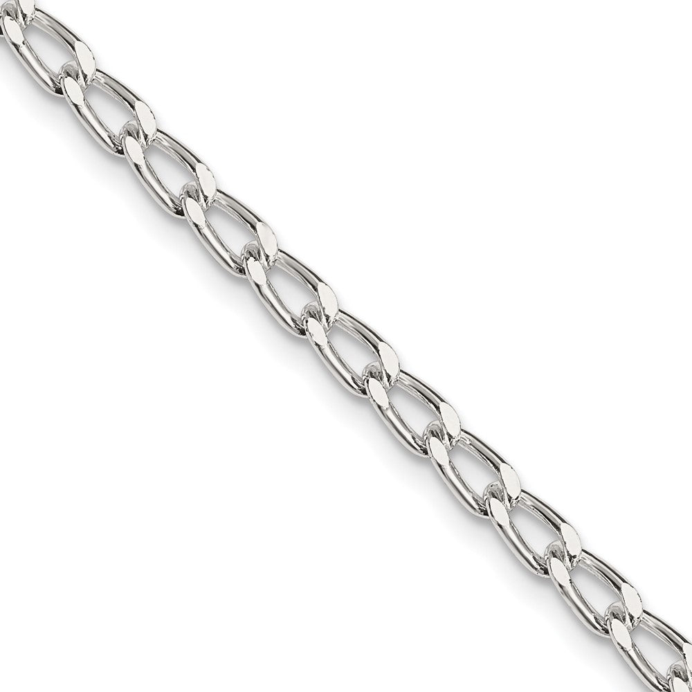 Amore La Vita Sterling Silver Rhodium-plated Polished 3.2mm 10 inch with Lobster Clasp Open Link Charm Anklet 10 inches