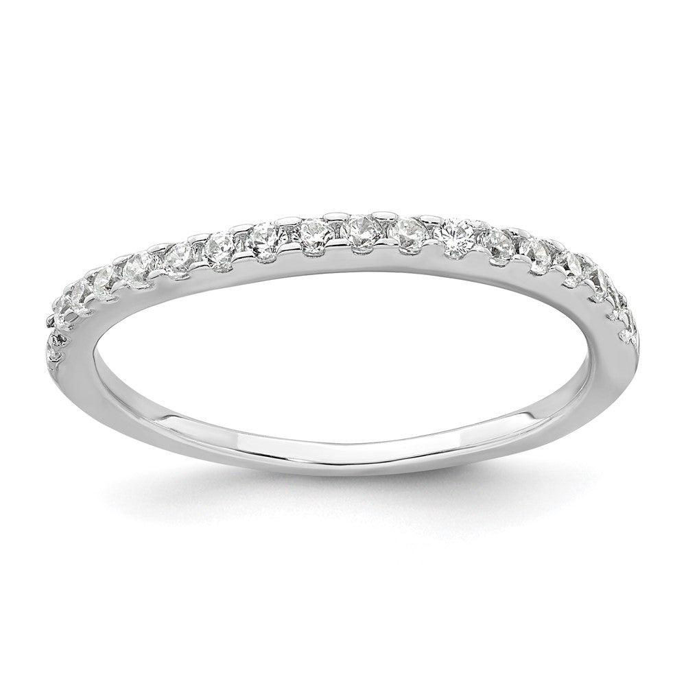 Sterling Silver Rhodium-plated Polished CZ 3-Stone Halo Size 6 Engagement Ring and Wedding Band Set