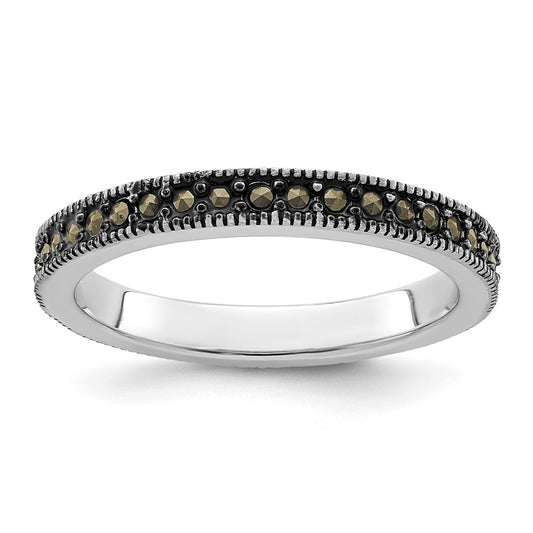 Sterling Silver Stackable Expressions Marcasite Band Size -7
