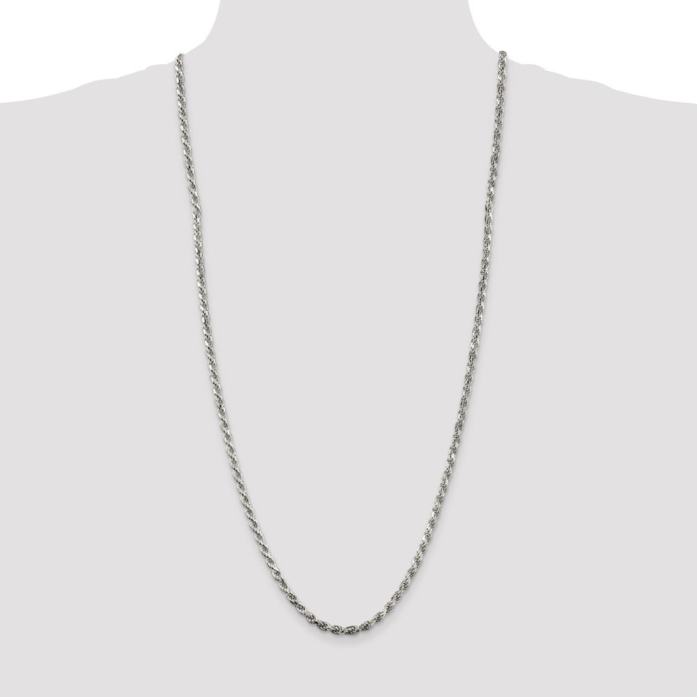 Sterling Silver 3.75mm Diamond-cut Rope Chain 30 Inches