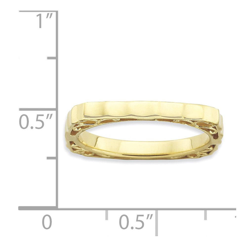 Sterling Silver Stackable Expressions Polished Gold-plate Square Ring