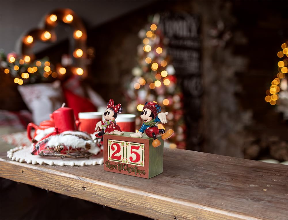 Jim Shore The Christmas Countdown - One Figurine With Two Date Blocks 7.5 Inch, Resin - Calendar Blocks Minnie Mickey 6013057